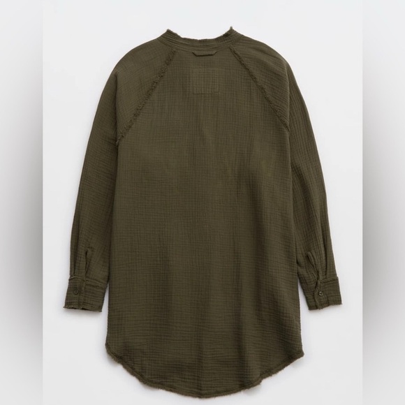 NWOT Aerie Pool to Party Gauzy Swim Coverup Cotton Olive Green Size S - Picture 5 of 13